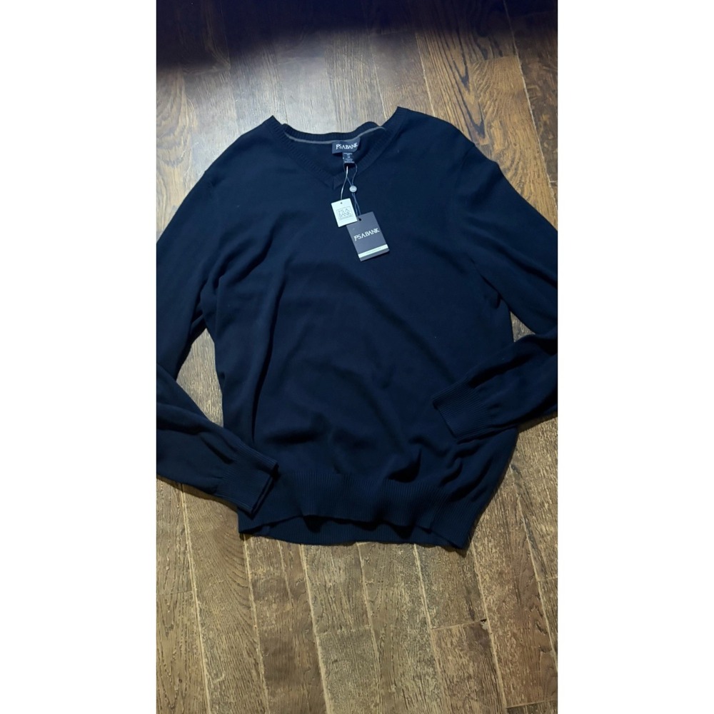 NWT Jos A Bank Mens V-neck Sweater Medium Blue 100% Pima Cotton Tailored Fit
